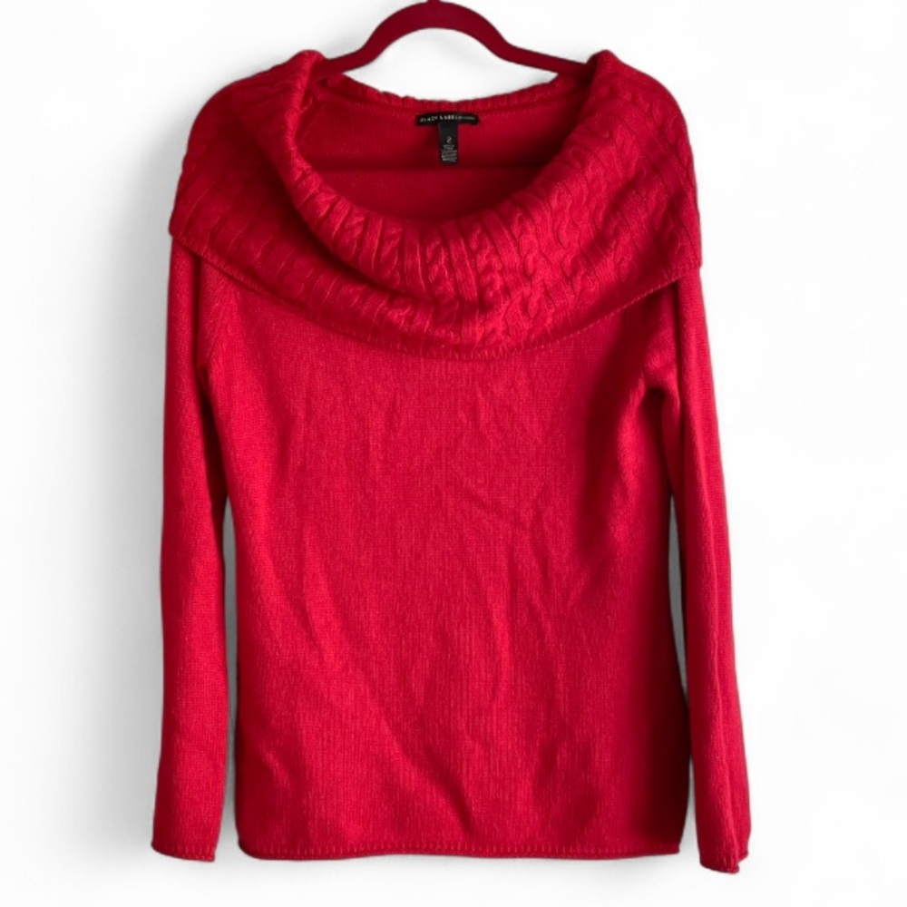 Chico’s Black Label Red Angora Blend Cowl Neck Sweater Size 2